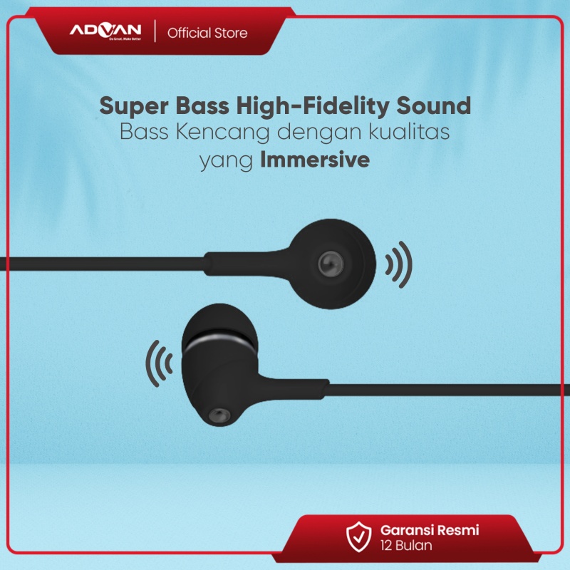 Advan StartGo In-Ear Earphone Headset E1 Super Bass - Black