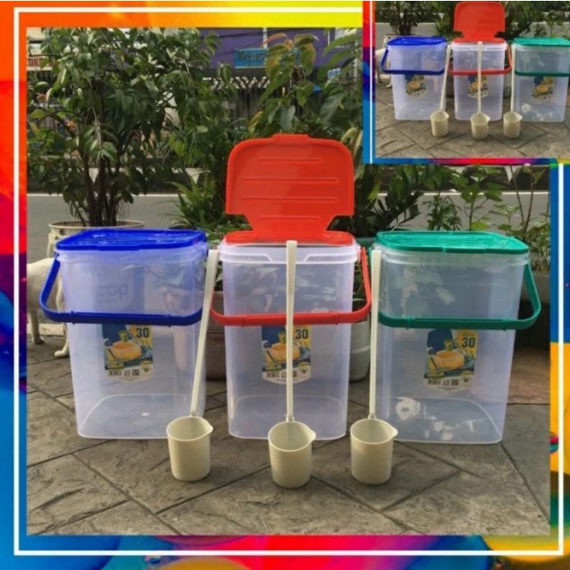 Aquarium es kelapa + gayung/Aquarium es buah/Toples plastik es buah 30 liter