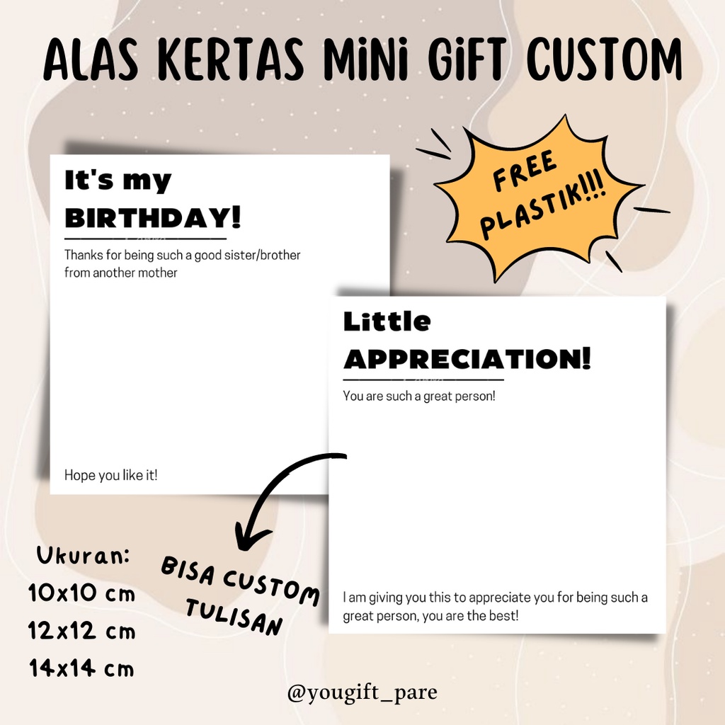 

Alas Kertas Mini Gift | MINI GIFT SNACK MURAH | KERTAS MINI GIFT LUCU| BISA REQUEST TULISAN [BACA DESKRIPSI]