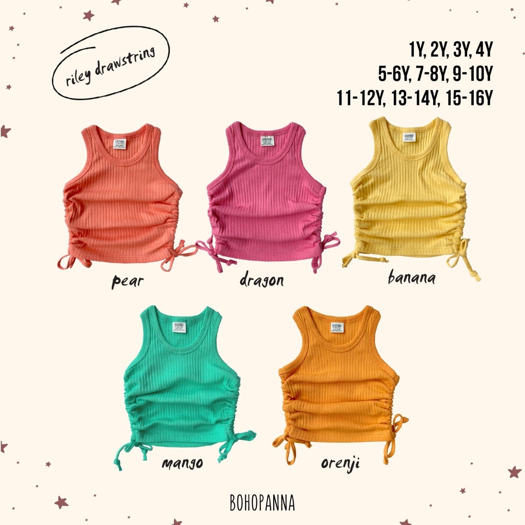 BOHOPANNA RILEY DRAWSTRING TOP ( ATASAN BAJU KUTUNG KAOS SERUT ANAK PEREMPUAN )