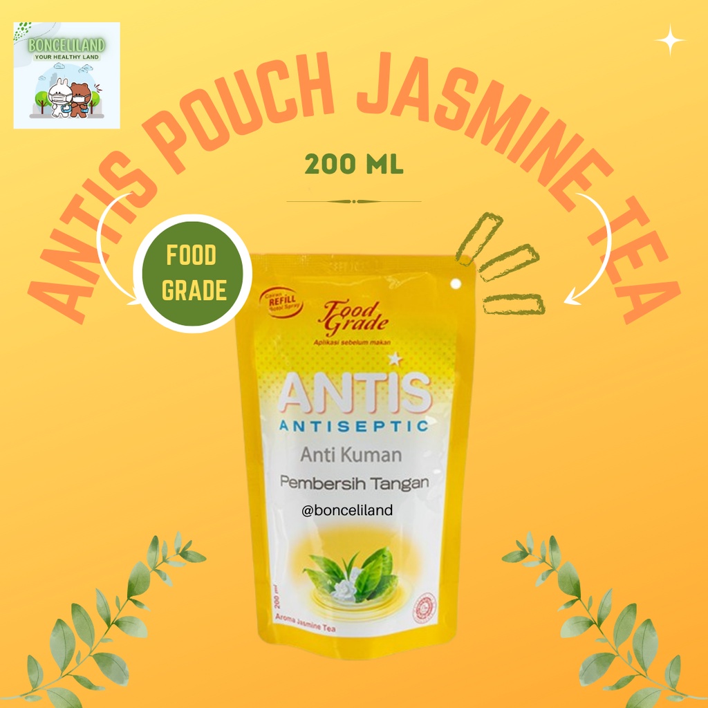 Ready‼️ Antis Pouch Reffil Hand Sanitizer 200 Ml Jasmine Tea Variant | Food Grade Alcohol 70%
