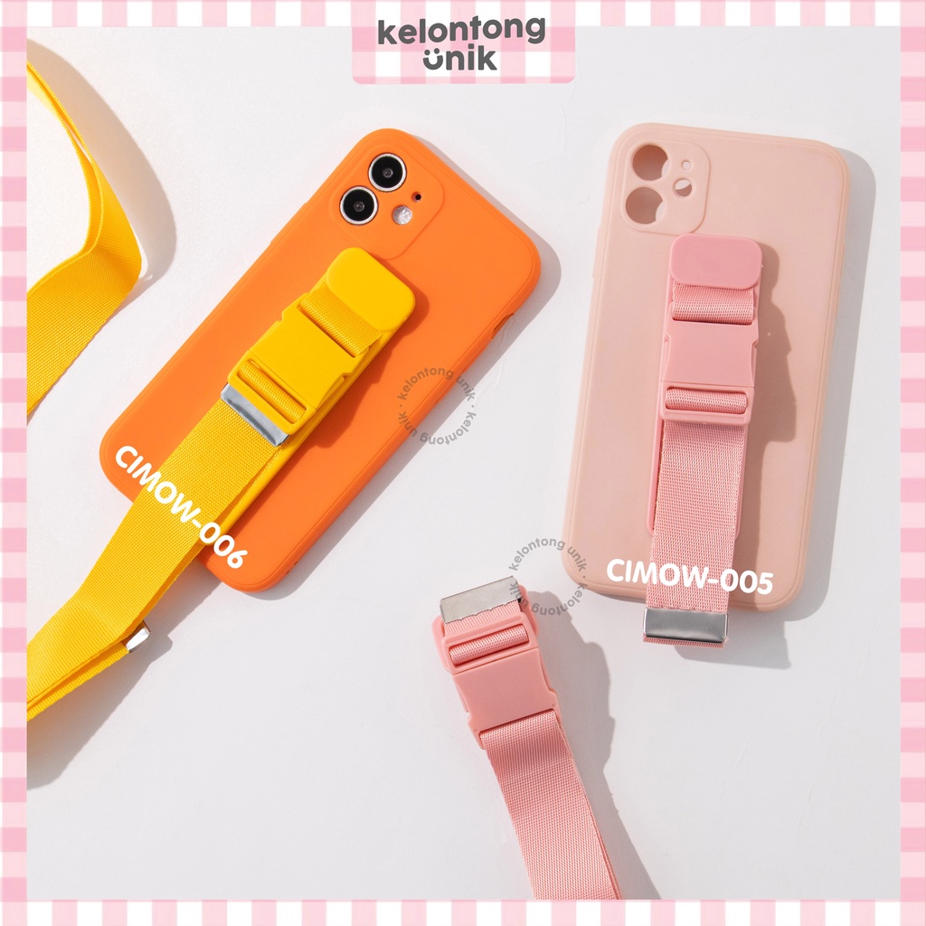 (Seri 3) For iPhone - Square Edge Silicone Case + Tali Wristband Set Panjang Pendek