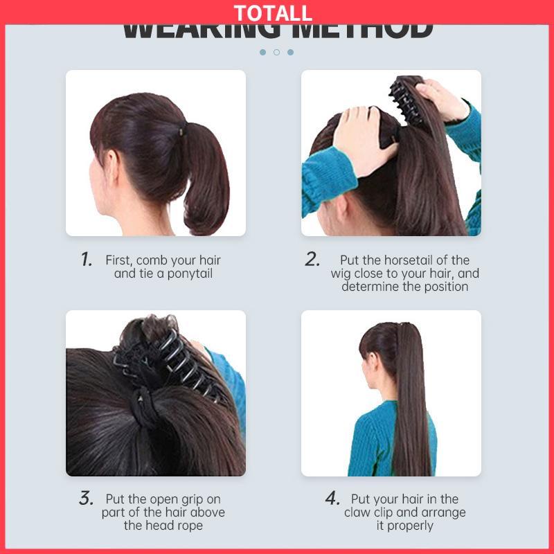 COD Ikat Rambut Palsu Gelomban Wig Rambut Gelombang Cakar Klip Rambut Pendek Kuncir Kuda Poni Keriting 8 Gigi Klip Wig Wanita-Totall