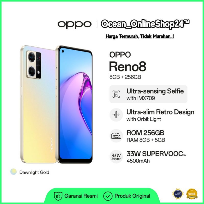 OPPO RENO8 4G RAM 8GB 256GB - STARRY BLACK - SNAPDRAGON 680 4G - AMOLED - 90Hz - IPX4 - 64MP - 33W S