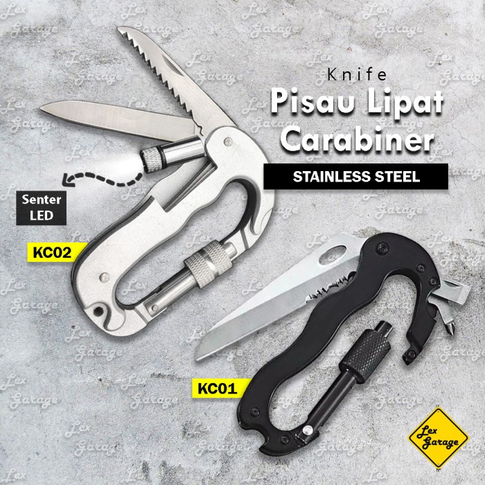 Carb Pisau Lipat Carabiner Karabiner Obeng Multifungsi Gantungan Kunci Tas