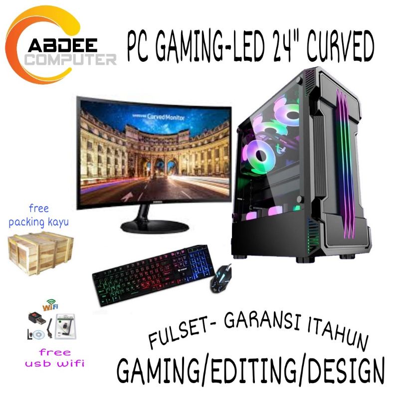 PC GAMING Fullset Core  I7 Ram  16 GB Ssd 128 gb  Vga 4 Gb GTX 1650 Led  24in Samsung