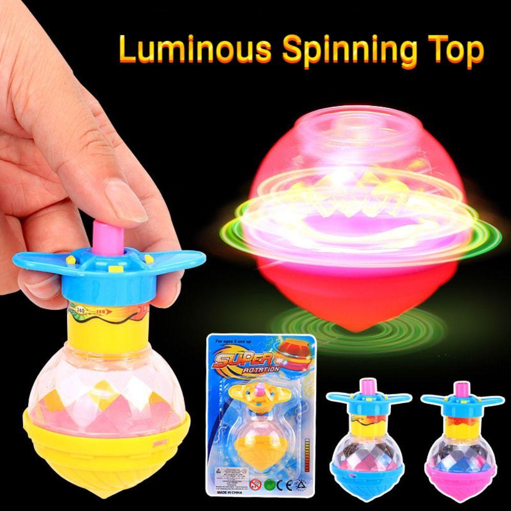 Quinton Peluncur Rotary Mainan Anak Hadiah Klasik Mainan Elektrik Gyroscope Spinning Top Kartun LED Kedip Lampu Berputar Mainan Atas