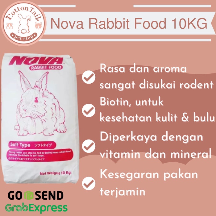 Nova Rabbit Food 10KG  makanan kelinci marmut (Khusus GOJEK/GRAB)
