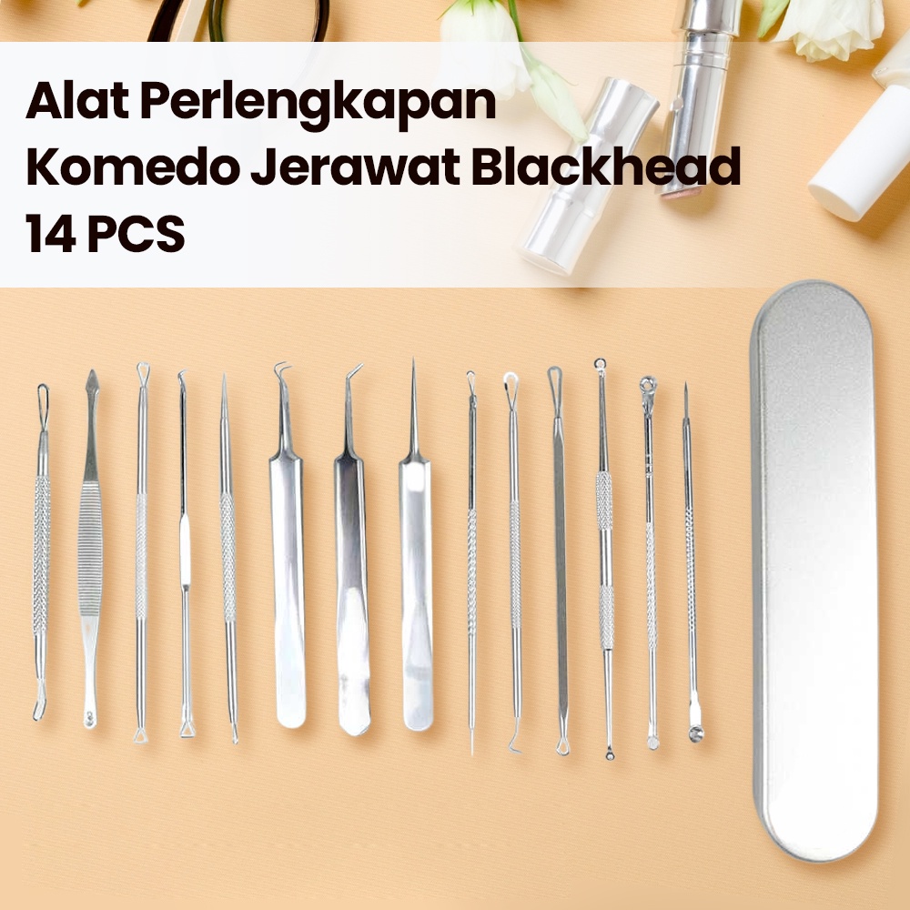 SET ALAT PERAWATAN MUKA PERLENGKAPAN KOMEDO JERAWAT BLACKHEAD 7 PCS / 14 PCS PT14 SILVER