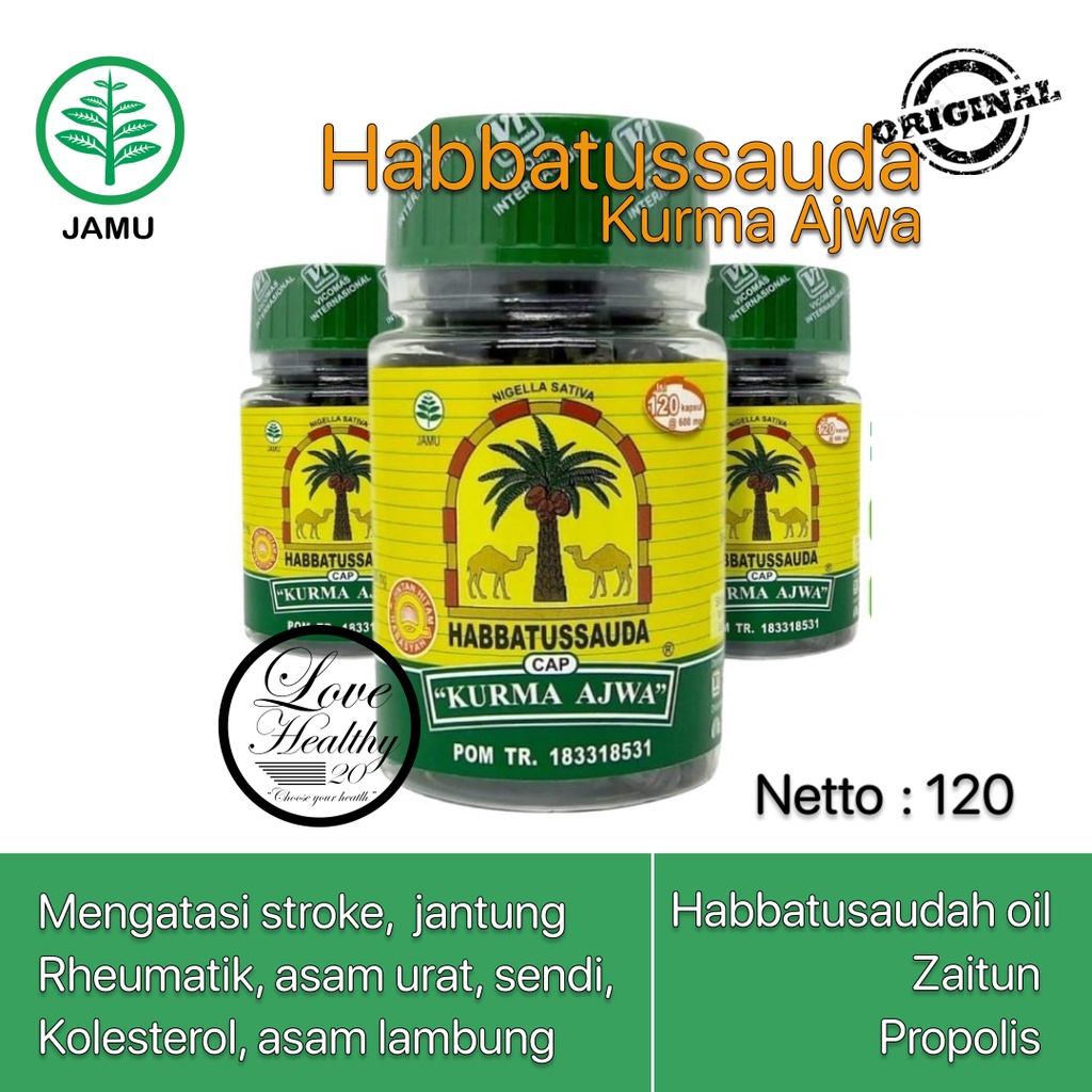 CAP KURMA AJWA HABBATUSSAUDA CAP KURMA AJWA JINTAN HITAM