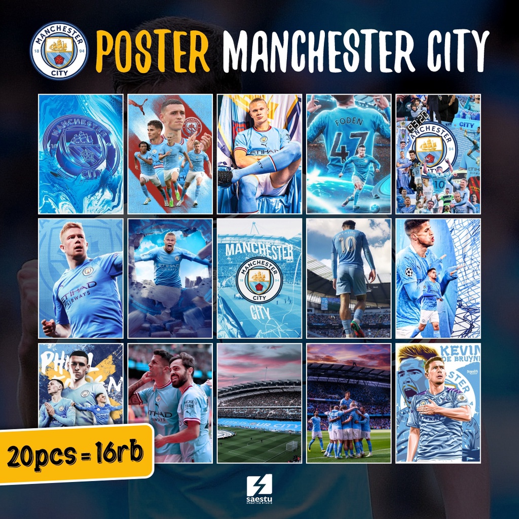 POSTER MANCHESTER CITY Poster Dinding Sepakbola Manchester City