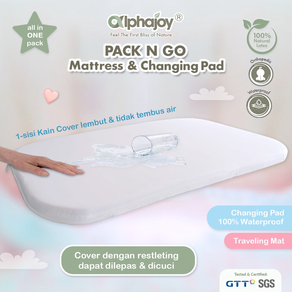 ALPHAJOY PACK N GO MATTRESS &amp; CHANGING PAD LATEX WATERPROOF