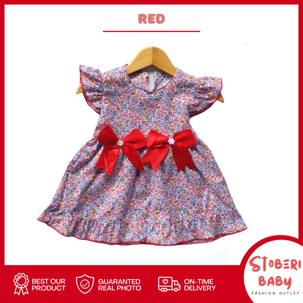 stoberi baby - (EXCLUSIVE ON STOBERI BABY ) Dress Bayi Motif Animal Lucu Baju Bayi Perempuan / QIU2 DOUBLE RIBBON