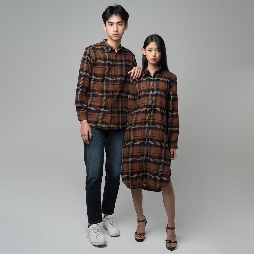 Benhill Kemeja Tunik Couple  Flannel Kotak Coklat 1153-28184-115