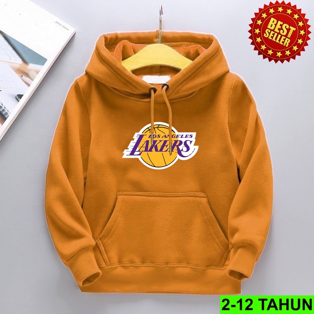 LAKERS Jaket Hoodie Anak Viral Bahan II Jumper Hoodie Anak  LAKERS  II Fleece Sz M - XL ( Laki Laki &amp; Peremepuan )