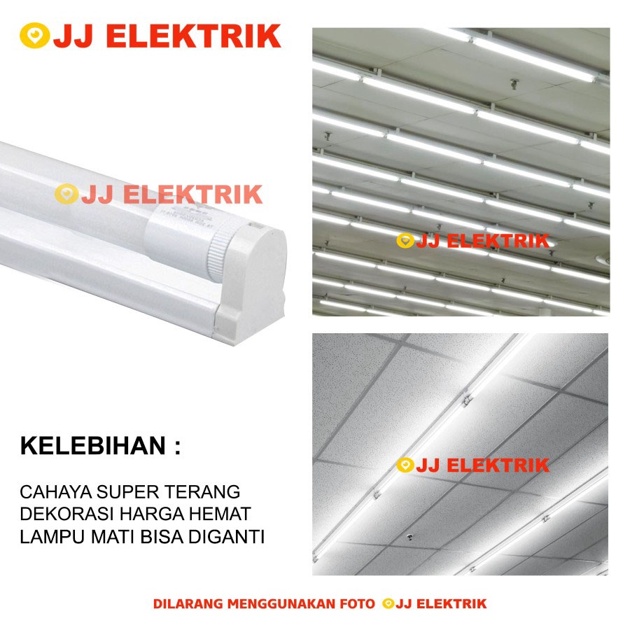 Lampu LED TL Neon Panjang 20W 24W Set Kap Plus Lampu