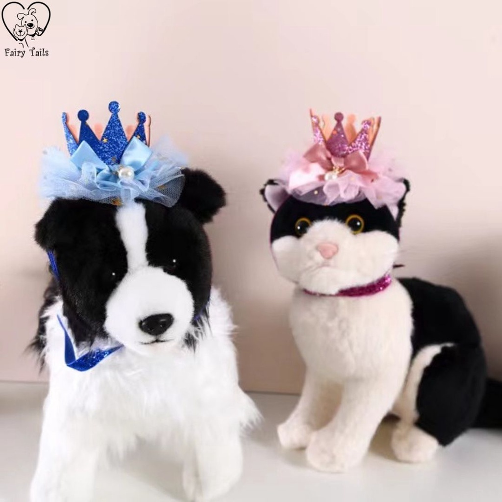 Aksesoris Topi Mahkota Hiasan Kepala Untuk Anabul Anjing dan Kucing Dengan Mutiara Pesta Ulang Tahun Ultah / Birthday Head Accessories Crown for Pet Dog and Cat