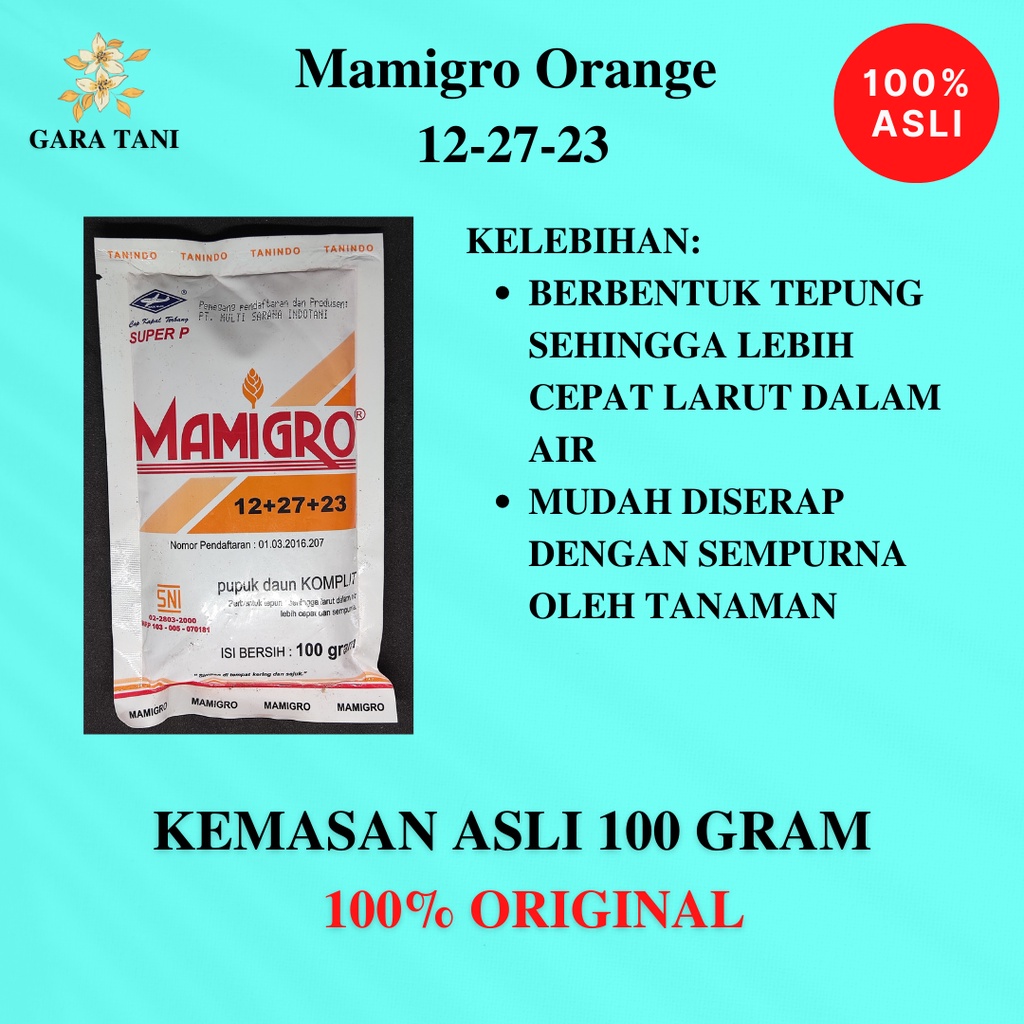 Mamigro Orange 12-27-23 500gr 100 gr Pupuk Buah Bunga Tanaman Komplit