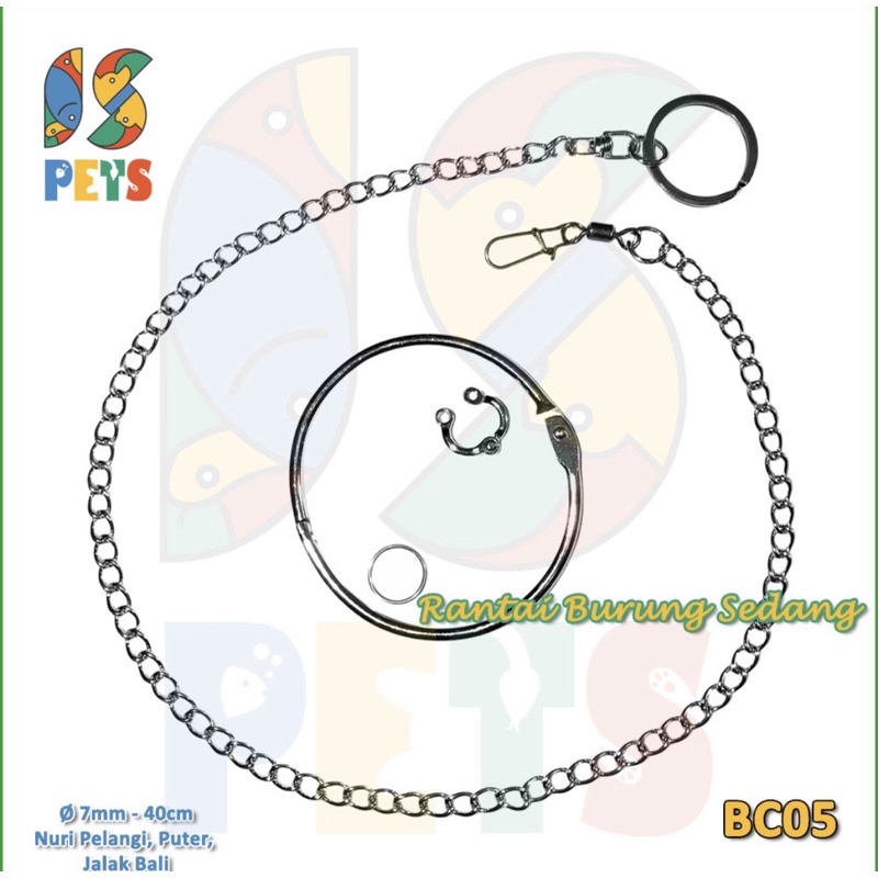 Rantai Burung Nuri Puter 7mm Ikat Kaki Ring Besi Training BC05