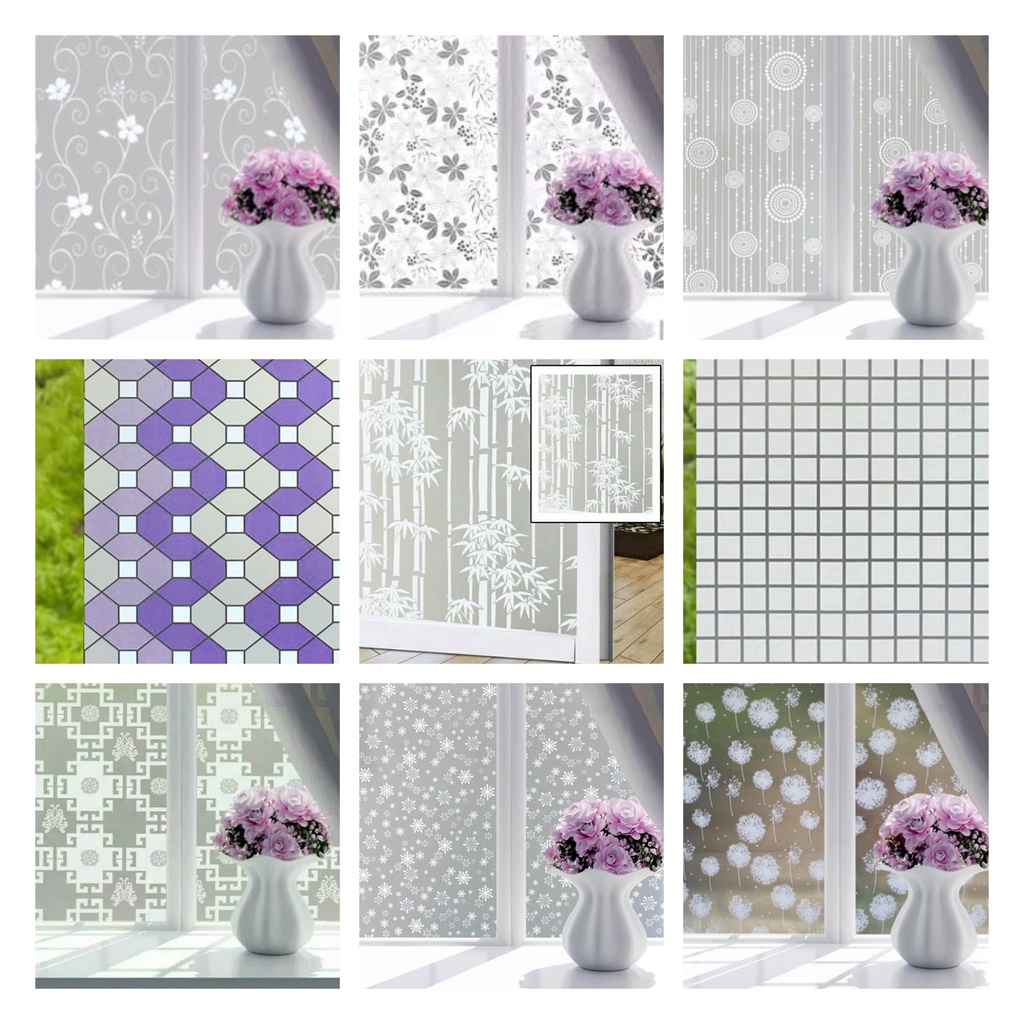 Stiker Kaca Jendela Rumah Pintu Kantor Sticker Motif Polos Buram Kotak Lebar 90 cm