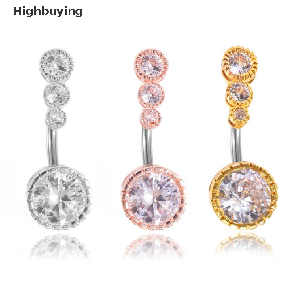 Hbid 1pc Cincin Pusar Perut Kristal Bar Barbel Drop Menjuntai Navel Rings Glory