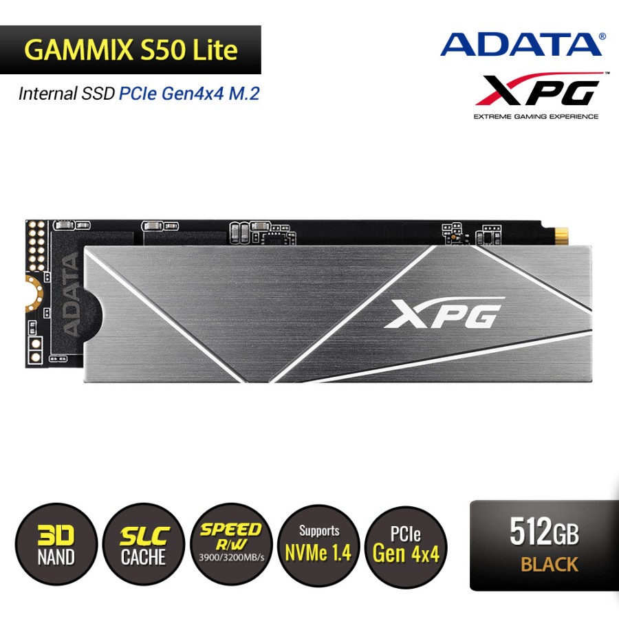 ADATA XPG GAMMIX S50 Lite 512GB PCIe Gen4x4 M.2 2280 SSD 512GB