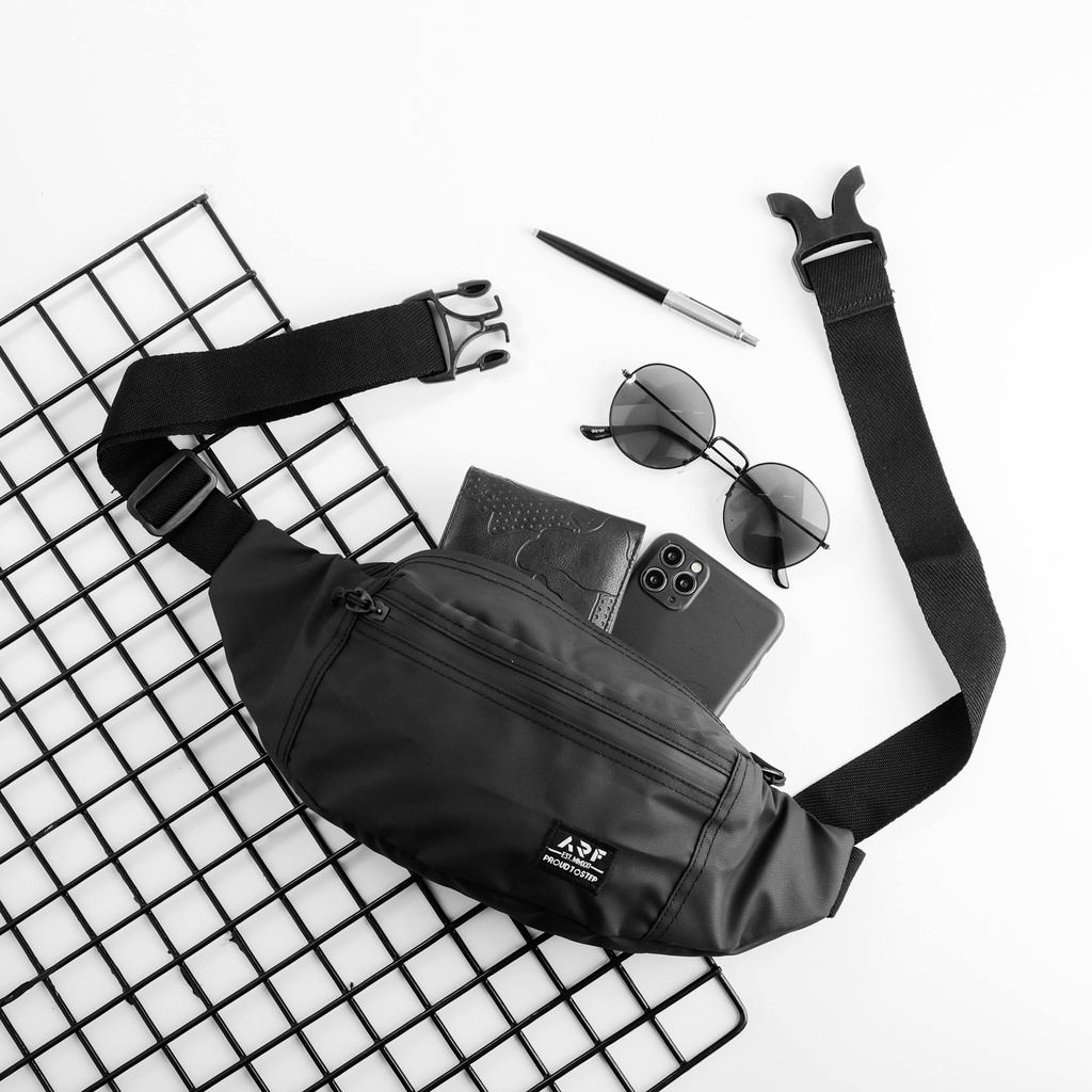 OREON BLACK |ManNeedMe x ARF| Tas Selempang Pria Sling Bag Tas Slempang Waist Bag ORIGINAL