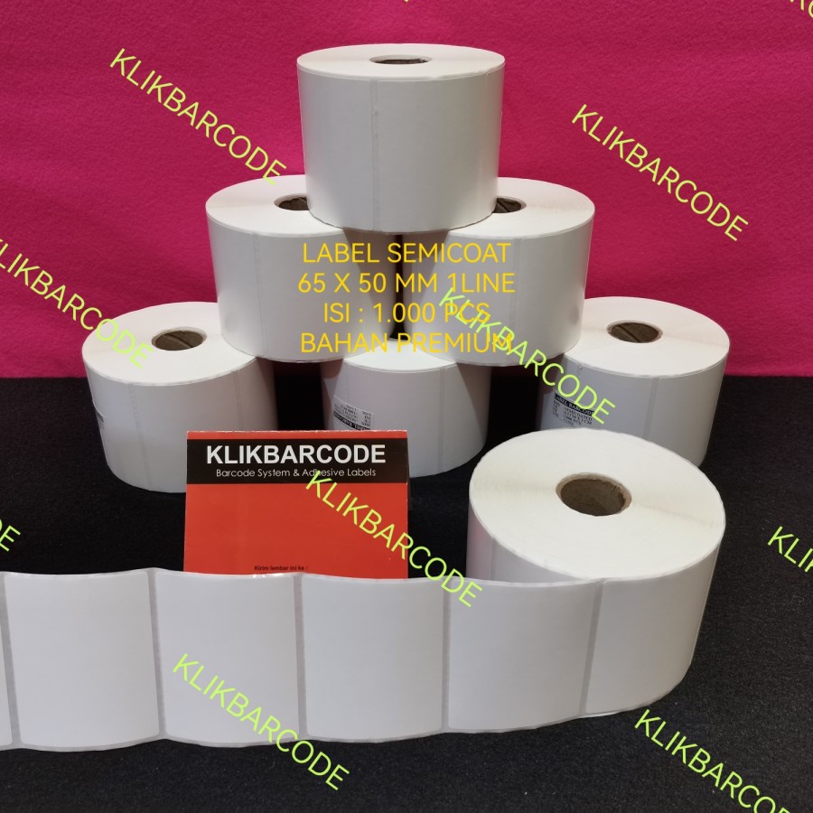

LABEL BARCODE 65 X 50 (1 LINE) KERTAS STICKER LABEL SEMICOAT 65x50 MM @1000pcs
