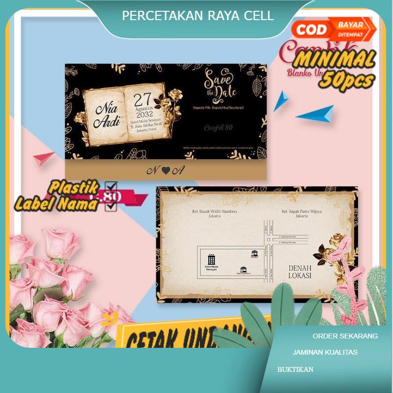 

Undangan Pernikahan Desain Aesthetic Rustic Vintage Elegant Mewah Unik Kode Cantik 80