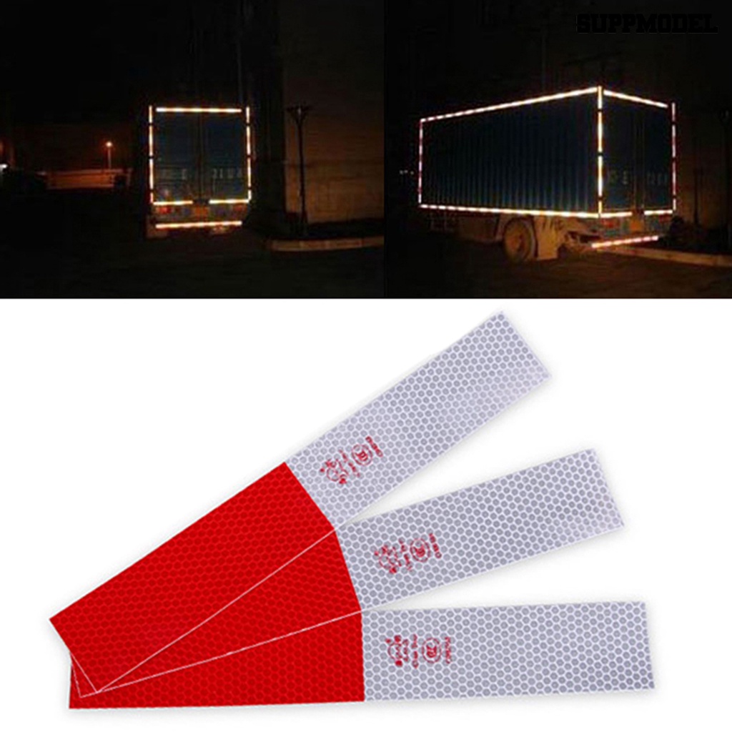 [SM] 10pcs Strip Peringatan Mudah Dipasang Perekat Diri Bentuk Persegi Panjang Malam Reflektif Keselamatan Peringatan Strip Tape Stiker Untuk Mobil