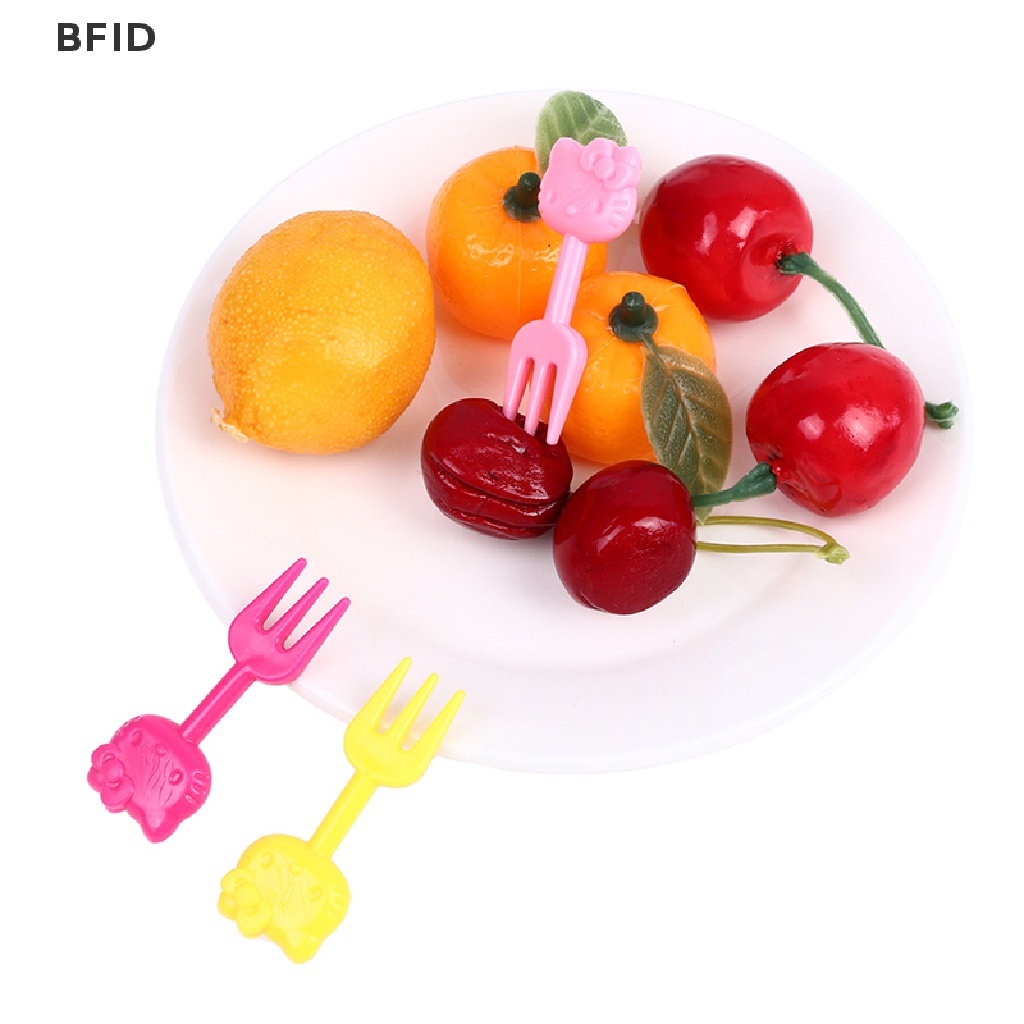 [BFID] 10pcs Mini Kawaii Animal Kartun Garpu Buah Anak Snack Kue Dessert Makanan Fruit Pick Tusuk Gigi Tanda Bento Makan Siang [ID]