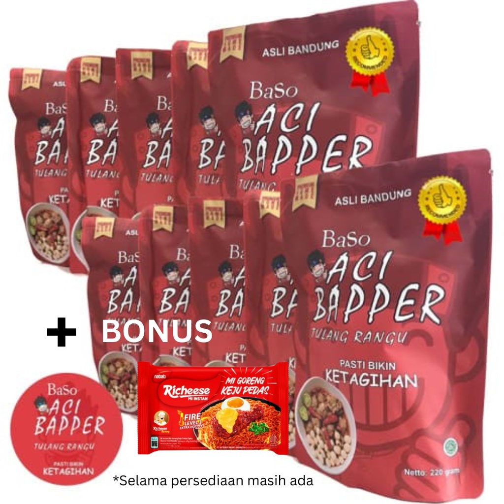 BUNDLING BASO ACI BAPPER ORIGINAL ISI 10 PCS FREE SNACK | BASO ACI BAPPER ISI 10 PCS FREE LEBIH HEMAT