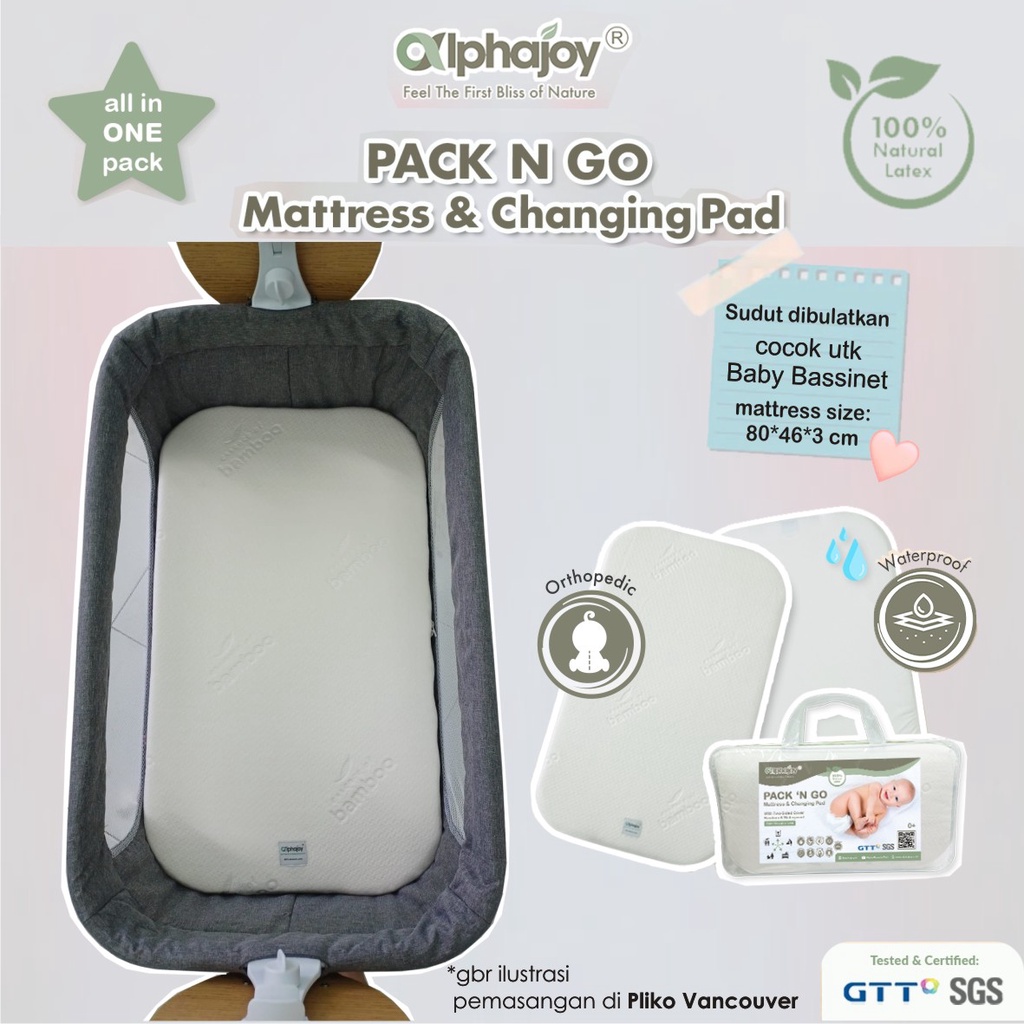 ALPHAJOY PACK N GO MATTRESS &amp; CHANGING PAD LATEX WATERPROOF