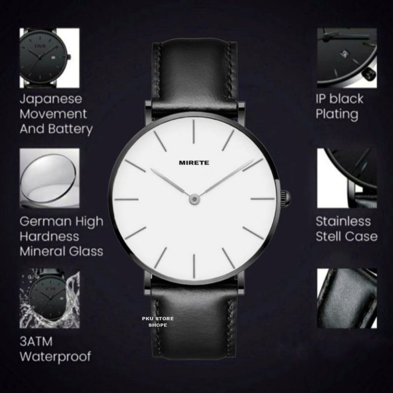 Jam Tangan Pria Tali Kulit Tahan Air KASUAL Analog / Realpick Sesuai Foto Jam Tangan Kasual Fashion Pria Water Resistant