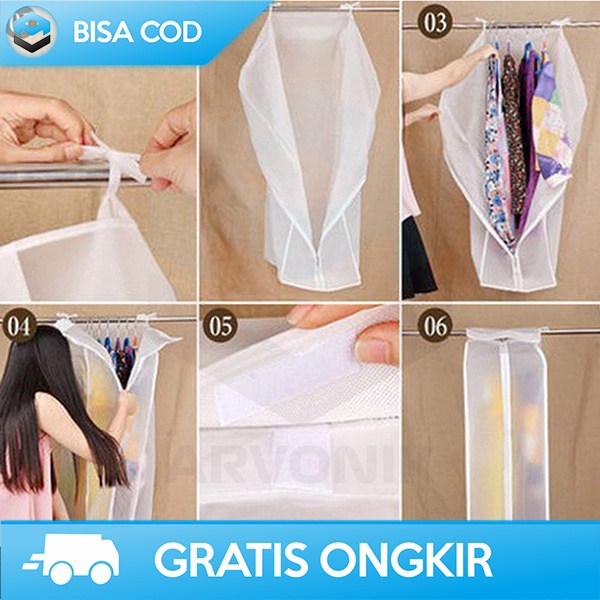 COVER PAKAIAN GANTUNG ANTI DEBU PLASTIK PEVA PELINDUNG BAJU DUST PROOF