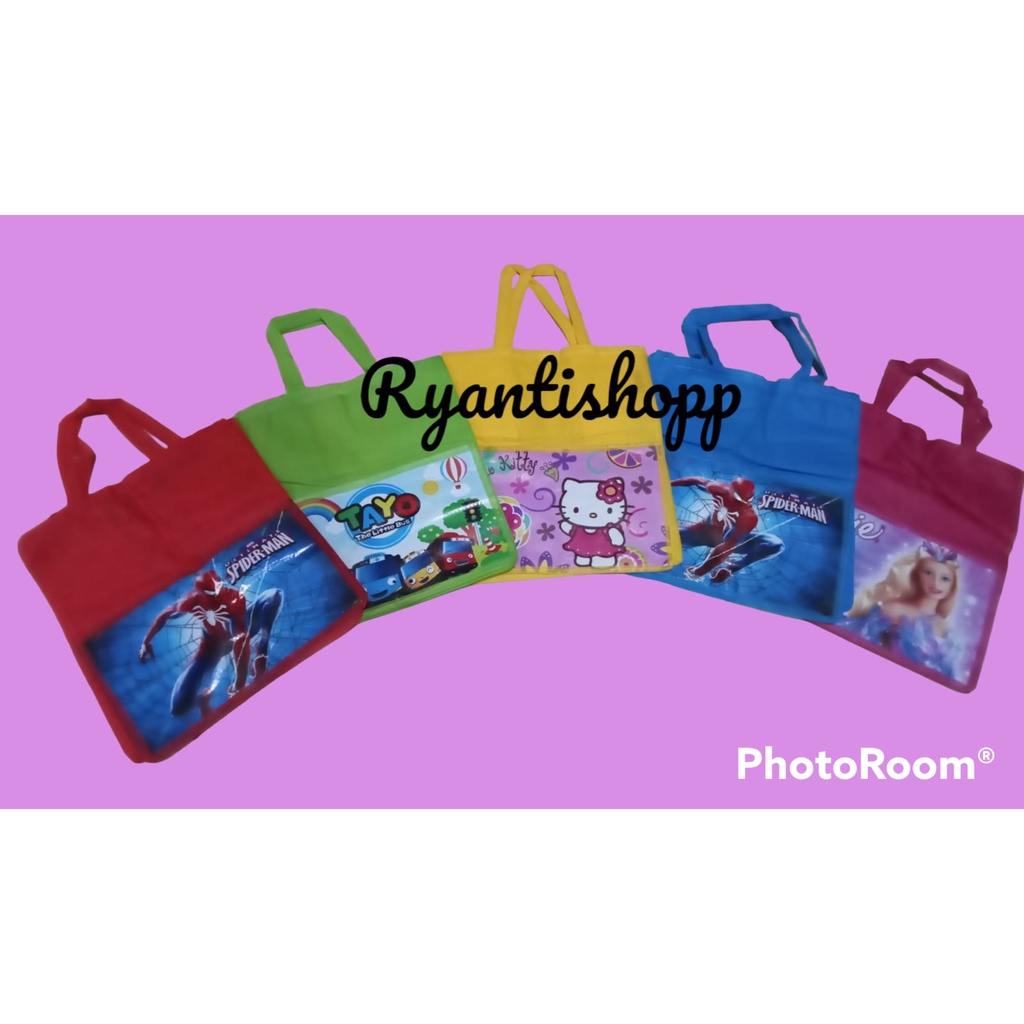 ECER SATUAN Tas Ultah motif karakter uk 28x17x24 bua dus bento