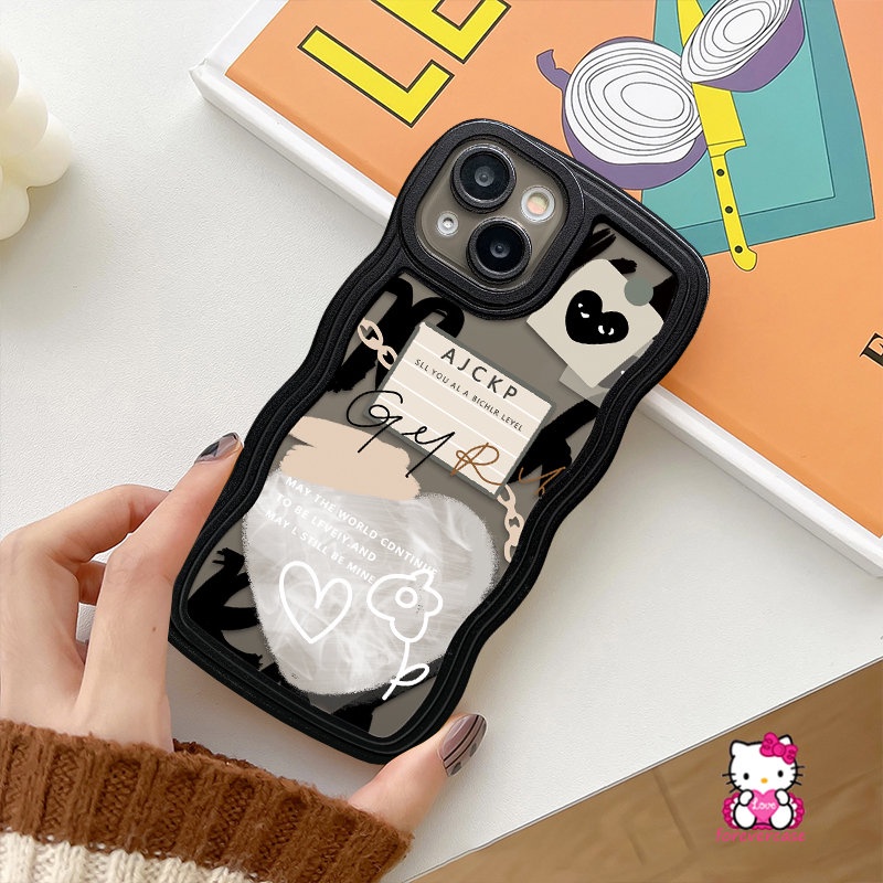 Casing Graffiti Love Heart Redmi 9T 9 10 9C NFC 9C 10C A1 10A 9A A1+PO CO M3 X3 NFC Redmi Note11 9s 9 10 10s 8 11Pro 10Pro Max Mi 11T Pro Wavy Edge Comme des Garcons Sarung Soft Case