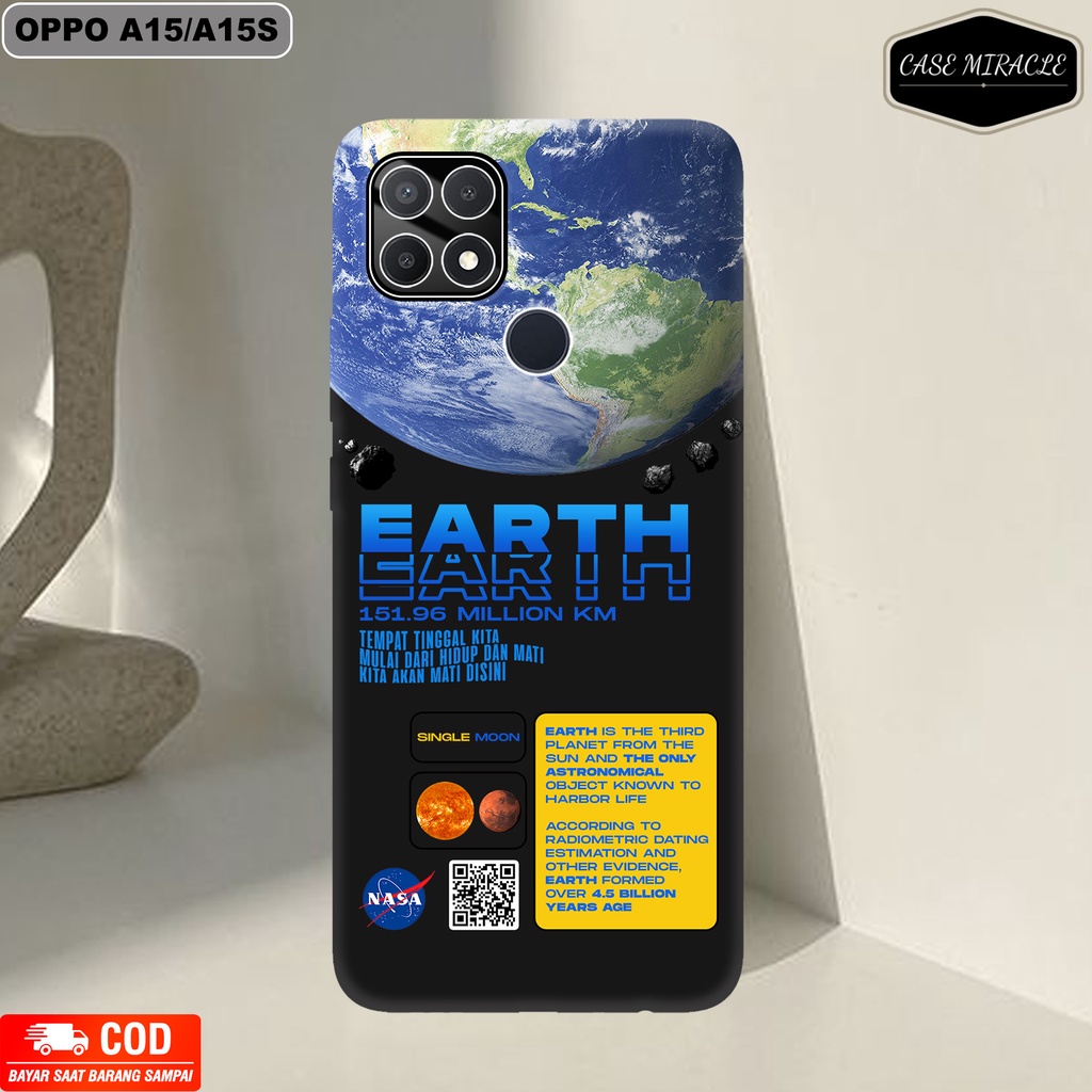 CM Case OPPO A15 / A15S  Softcase Lentur Warna Hitam Macaron Protector Lensa Kamera Kaca  [ PLANET ]
