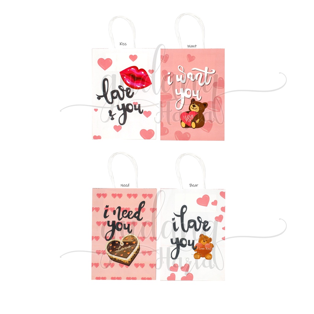 Paper Bag Love Bear Tas Kado Motif Beruang Cinta Lucu Goodie Bag GH 507001