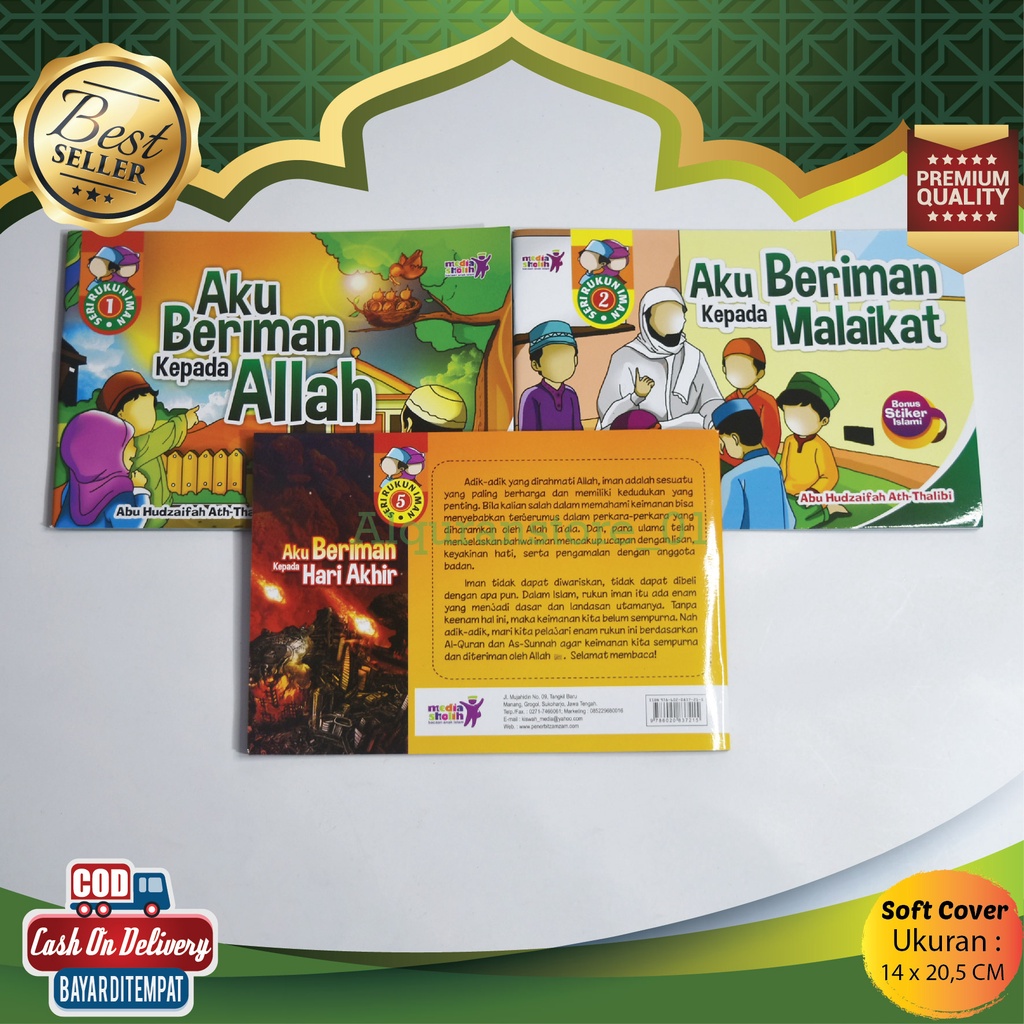 Buku Cerita Anak Seri Rukun Iman 1 Set Dapat 6 Buku Penerbit Media Sholih Bonus Stiker Islami Seri T