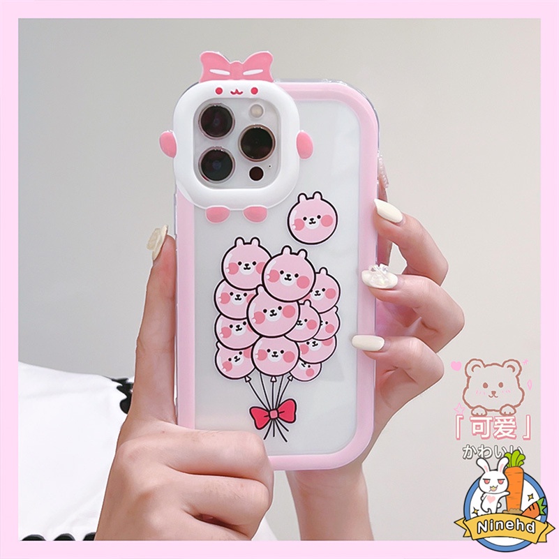 IPHONE Casing Kompatibel Untuk Iphone14 13 12 11 Pro Max X Xr Xs Max7 8 6 6s Plus Se2020Pink Piggy Balon Little Monster Lens Phone Case Shockproof Silikon Soft Case Cover Pelindung