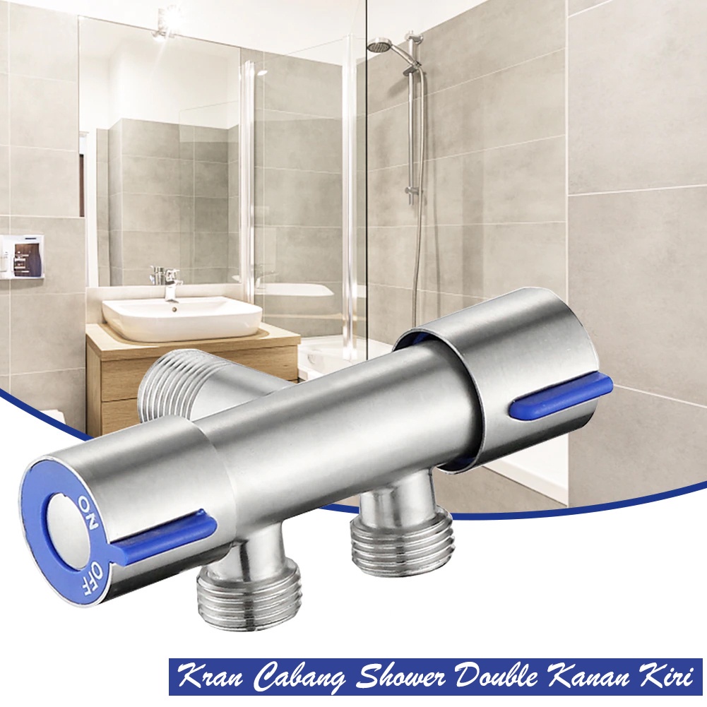 (SerbaSerbi)Stop Kran Cabang Kanan Kiri Stainless Steel Kran Shower Kran Double