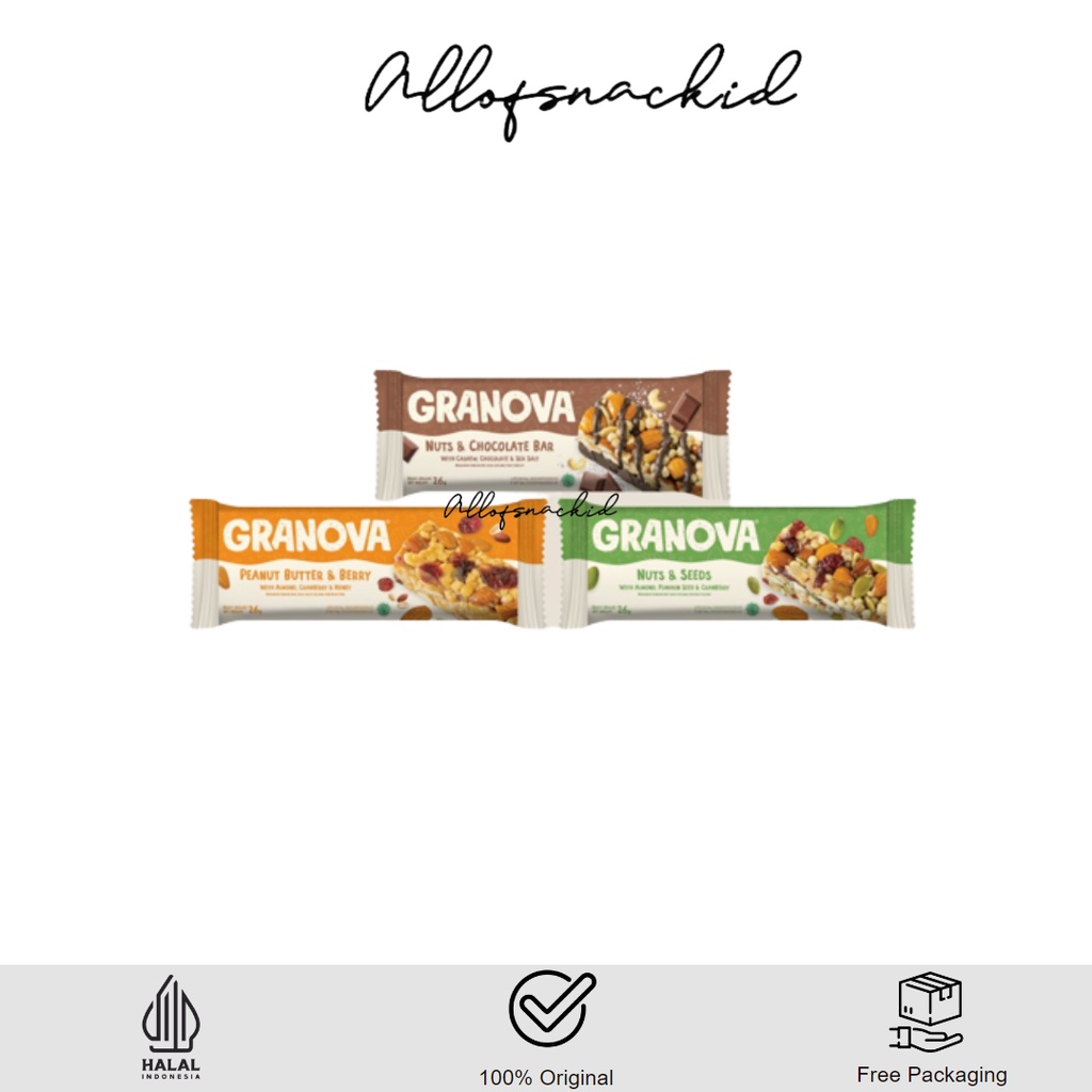 

(Bisa COD) - Granova (Bisa Mix Rasa) Granola Bar- Snack Sehat - Gula Alami - Organic - Snack Anak