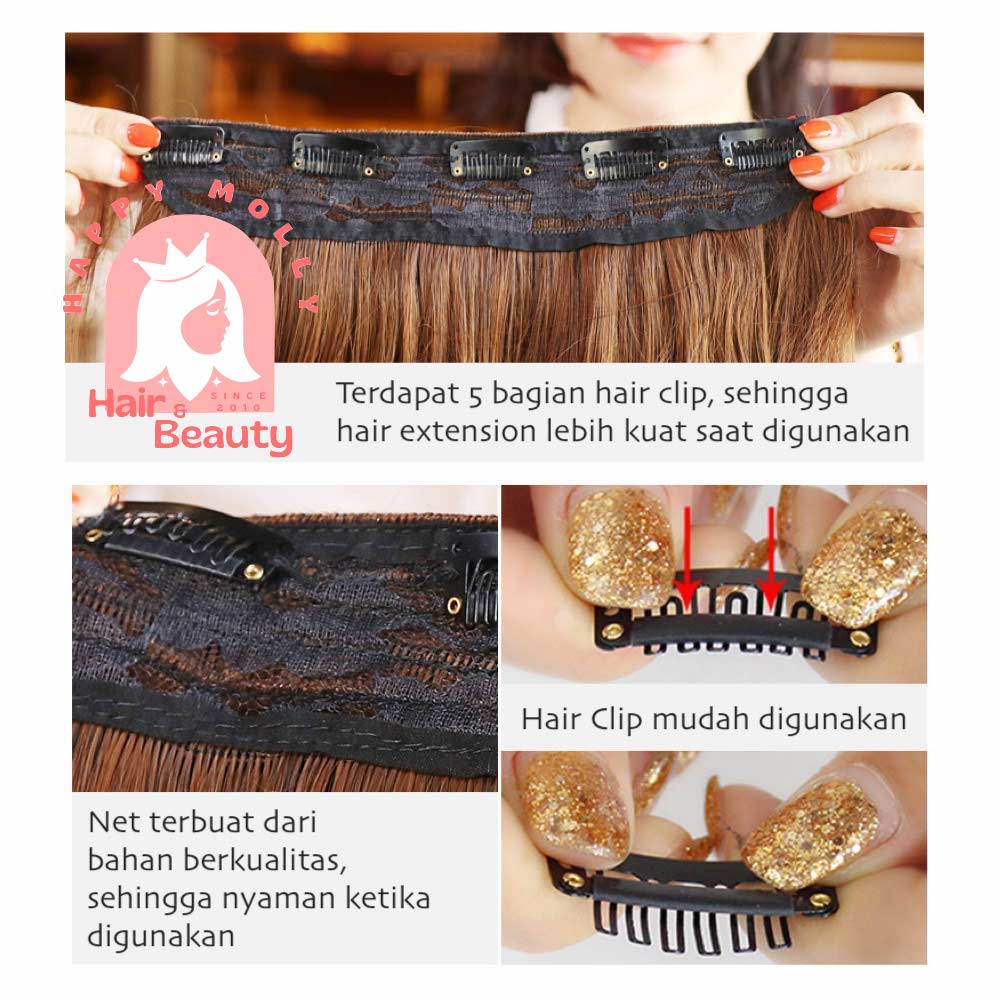 Hair Clip Extension - Highlight Rambut Sambung Palsu - Fashion Wanita Korea - Headpiece Warna Warni W8124 ( Group )