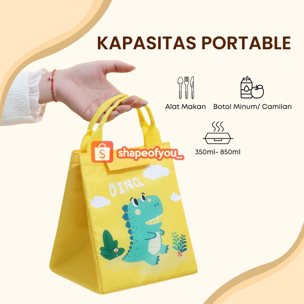 Tas Bekal Makanan Anak Lunch Bag Karakter Alumunium Foil Tahan Panas Dingin Motif Lucu Set Bekal