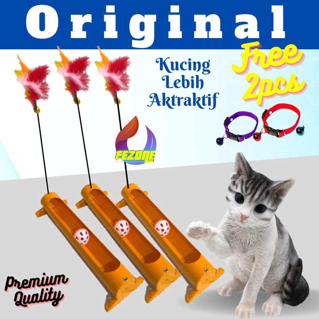 Mainan Kucing Tower Interaktif Bola Tikus Bulu Murah Cat Toy FEZONE