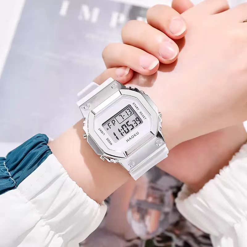 Jam Tangan Digital Rubber Segi Grosir Murah Karet Sport LED Wanita Dan Pria