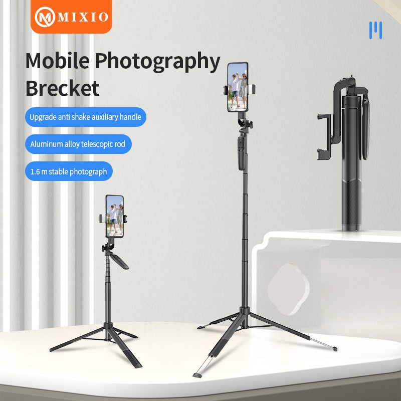 MIXIO A66 - Tongsis Bluetooth Selfie Stick Tripod with LED Light 160CM