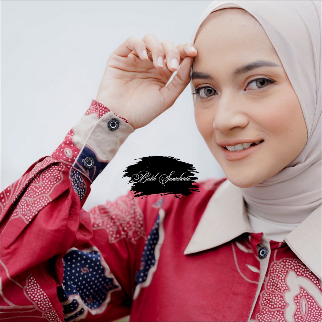 Set Baju Batik Couple Modern Pasangan Kemeja &amp; Tunik Seragam Kerja Kantor M L XL XXL Jumbo