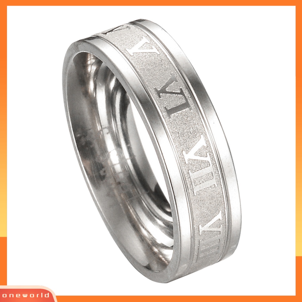 {oneworld} Cincin Punk Kreatif Unisex Titanium Steel Angka Romawi Cincin Untuk Hadiah Pesta Kehidupan Sehari-Hari